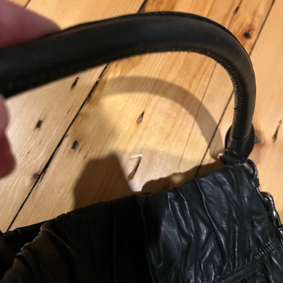 Prada Nappa Leather Gaufre Hobo Black Handbag. Gorgeous Ruffled Purse! - Picture 5 of 6